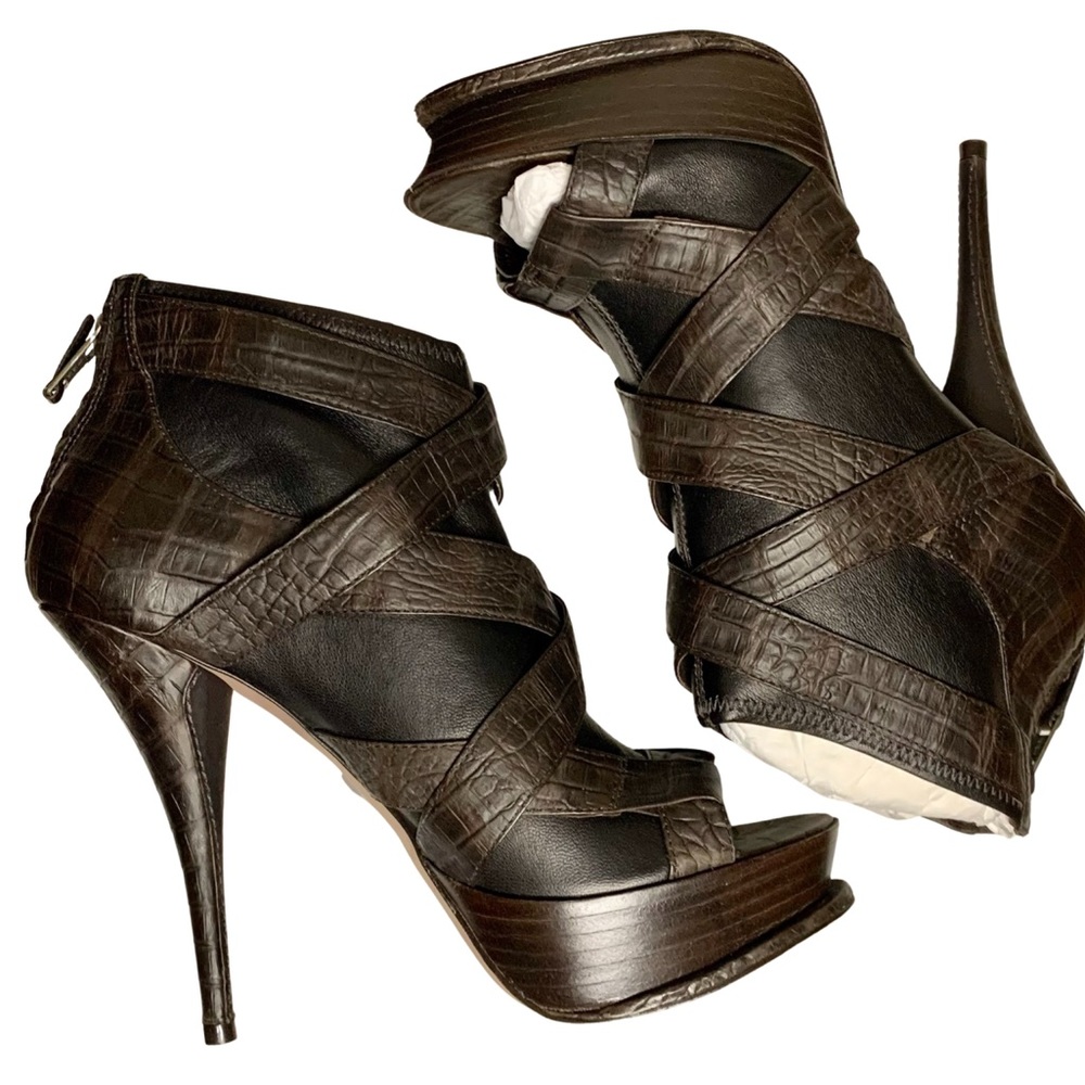 Espresso Brown Strappy Leather Heels
